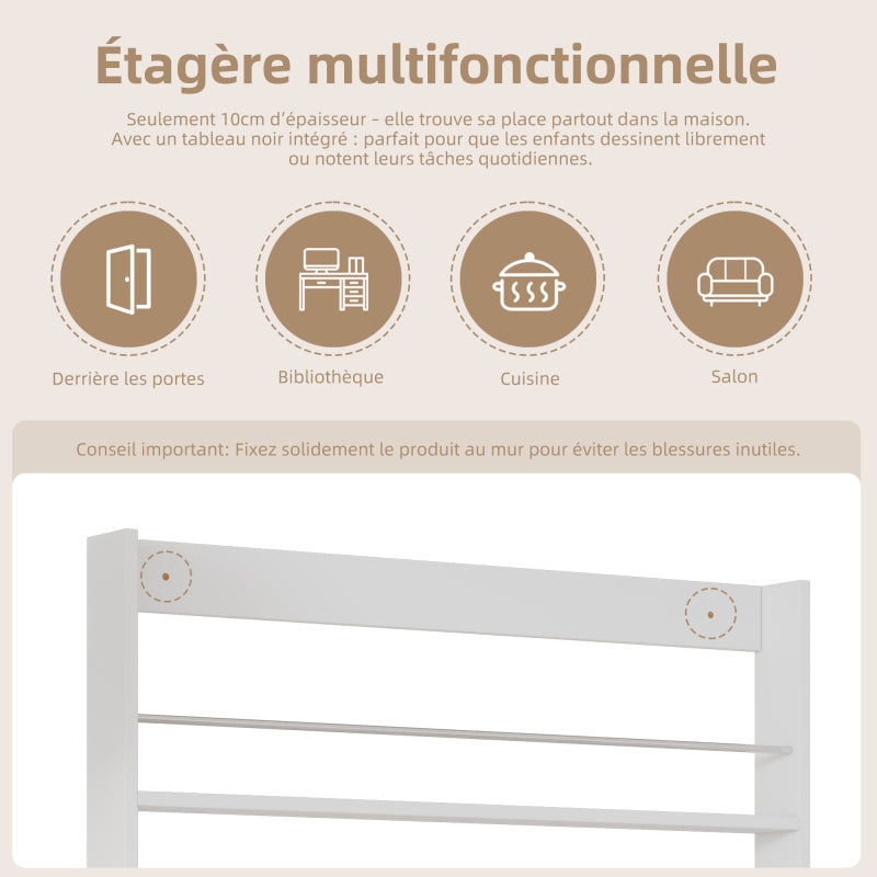 Bilderbuchregal, Ausstellregal, Bücherregal, Kinderzimmer Bücherregal, 4-ebiges Aufbewahrungsregal + bemalbares Schwarzbord