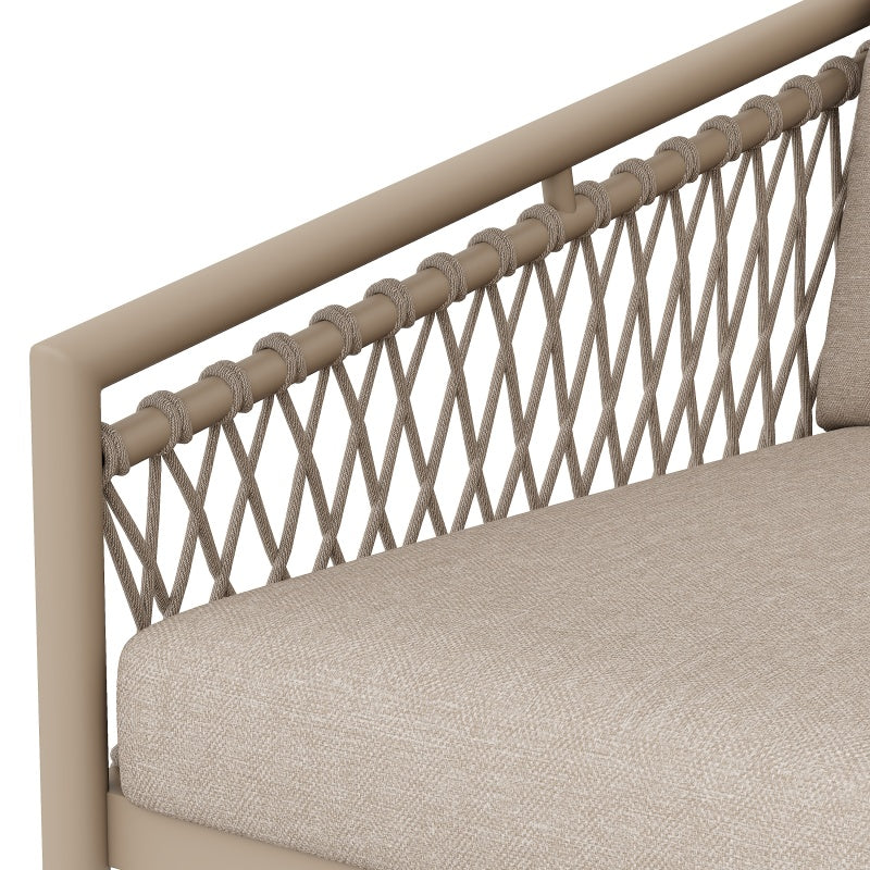 Garten Lounge Set, Seil Gartenmöbel Set, Modernes Outdoor Sofa Set Handgewebtes Seil, Inklusive Aller Sitz- Und Rückenkissen, Balkonset, Garten Und Terrasse, Khaki