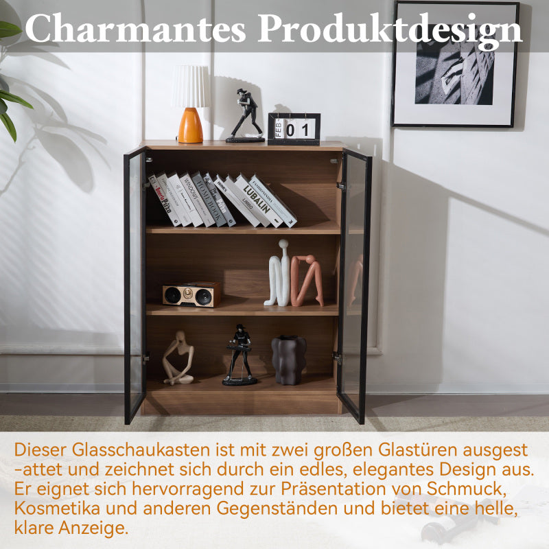 Glasvitrine mit Beleuchtung, Sammlervitrine, Wohnzimmerschrank