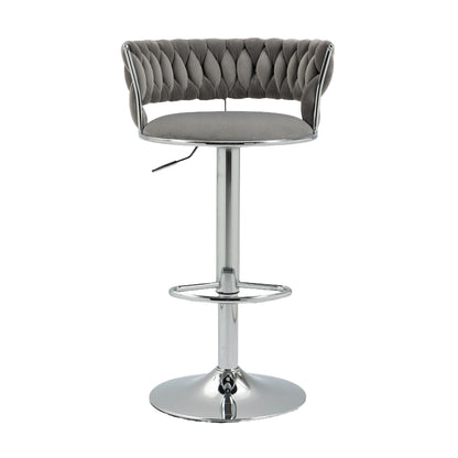 COOLMORE 360 Grad drehbare Barhocker 2 Stück Set höhenverstellbare Stühle mit Fußstütze für Küche, Esszimmer, Insel, Bar, Weinkeller, Büro, Wohnzimmer, Wohnzimmer, Silber, Modern Style, High-End Style