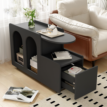 Beistellschrank mit Rollen, vielseitiger Aufbewahrungswagen für Wohnzimmer, Esszimmer und Schlafzimmer, Schwarz