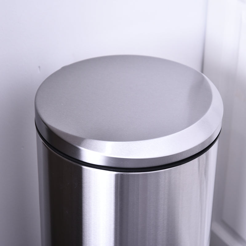 Treteimer 30L Abfalleimer mit Inneneimer und Soft Schließen aus Edelstahl Silber Ø29,2xH62,5 cm für Küche & Büro