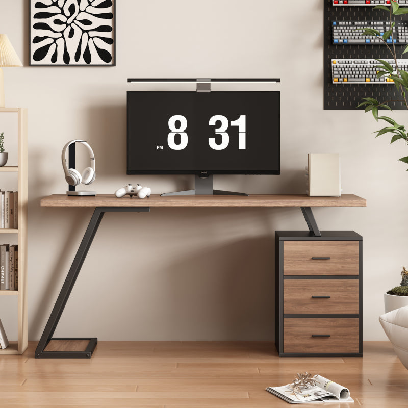 Bürotisch Arbeitstisch Ablage Basteltisch Industrial Schreibtisch 138.5cm mit 3 Schubladen
