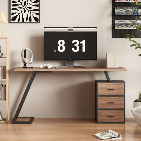 Bürotisch Arbeitstisch Ablage Basteltisch Industrial Schreibtisch 138.5cm mit 3 Schubladen