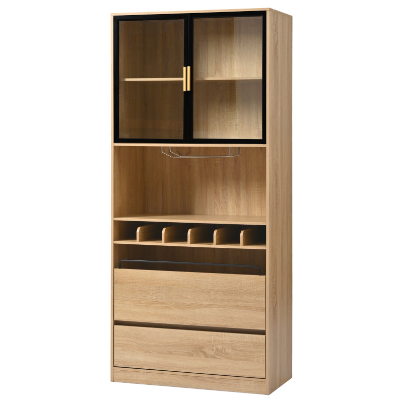 Badezimmerschrank,Spirituosenschrank,Vitrine Vitrinenschrank mit Glastüren und Beleuchtung 180 CM