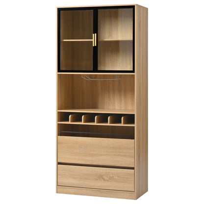 Badezimmerschrank,Spirituosenschrank,Vitrine Vitrinenschrank mit Glastüren und Beleuchtung 180 CM