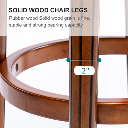 Barhocker aus Holz mit Kuhfell-Obermaterial, 360-Grad-Drehstuhl mit Rückenlehne, Brau + Sitzhöhe 65cm