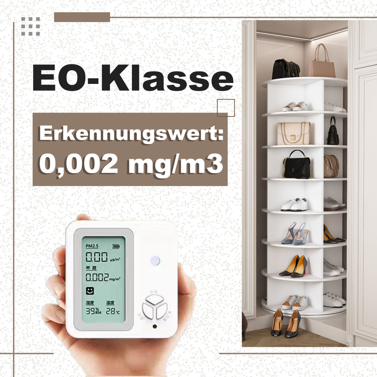 Drehbares Schuhregal 7 Etagen, 360°, Platzsparend, 28 Paar, Weiß, 161 cm