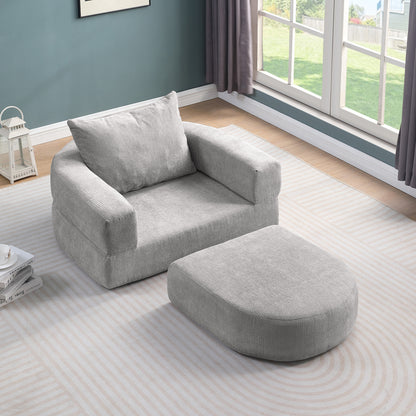 Modulares Sofa-Set Frottee (Terry Cloth), Sektionssofa Minimalistisch, Wohnzimmer Couchgarnitur, Umkehrbar, Light Grey