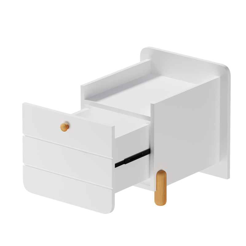 Nachttisch mit 1 Schublade, geräuschlose Auszüge mit Einlegeböden, feine holzfarbene Füße, Stauraum im Wohn- und Schlafzimmer, einzigartiges und minimalistisches Design, Weiß