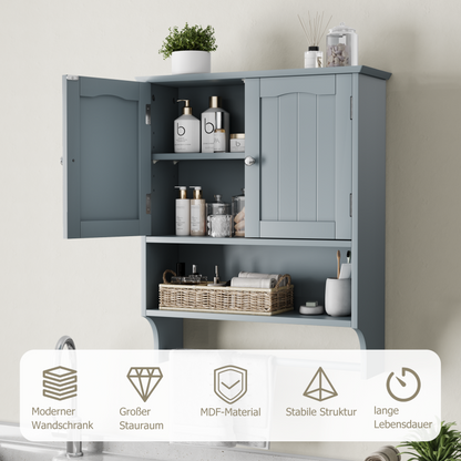 Badezimmer Wandschrank mit Handtuchhalter, hellgrau