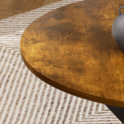 Esstisch Rund 90 cm (Vintagebraun-Schwarz), Küchentisch mit Metallbeinen, Industrial Design