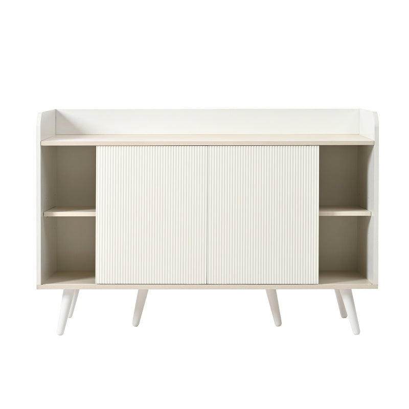 Sideboard mit drei Schubladen, exquisite Maserung. Sideboard für Schlafzimmer und Wohnzimmer, Moderne Holzfarbe-Sideboard mit Stauraumregalen. L117,5 cm