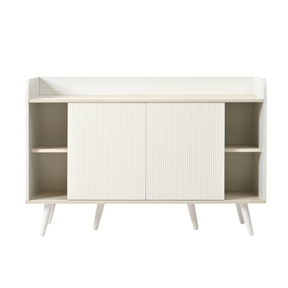 Sideboard mit drei Schubladen, exquisite Maserung. Sideboard für Schlafzimmer und Wohnzimmer, Moderne Holzfarbe-Sideboard mit Stauraumregalen. L117,5 cm