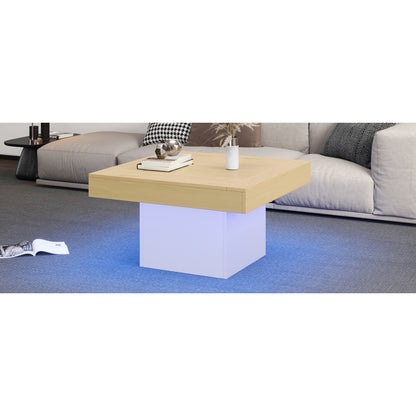 Kreativer LED-Couchtisch in Pilzform, 70x70x40 cm – Stilvoller, quadratischer Beistelltisch, 30 kg Tragkraft, modernes Design für Wohnzimmer