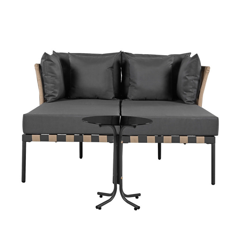 Gartensofa, Outdoor Loungesessel, Abnehmbarer und Modularer Garten Loungesessel, Balkonmöbel-Set, Loungemöbel, Terrassenmöbel mit 4 Kissen, Couchtisch mit Abnehmbaren und Waschbaren Kissen, Grau