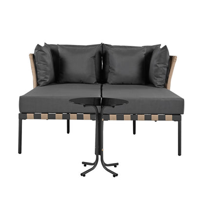 Gartensofa, Outdoor Loungesessel, Abnehmbarer und Modularer Garten Loungesessel, Balkonmöbel-Set, Loungemöbel, Terrassenmöbel mit 4 Kissen, Couchtisch mit Abnehmbaren und Waschbaren Kissen, Grau