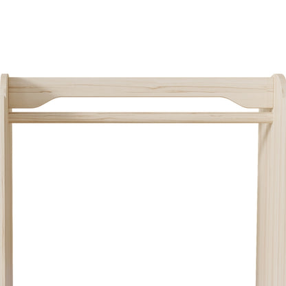 Kindergarderobe/Kinderkleiderschrank mit Kleiderstange & 4 Regalen, Aufbewahrung für Kinderzimmer, Standgarderobe Naturholz, 110*39*110 cm