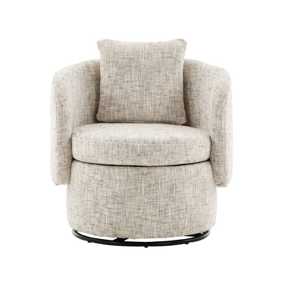 360° Drehsessel Chenille (Ivory) – Modern, Rund & Bequem für Leseecke, Wohnzimmer