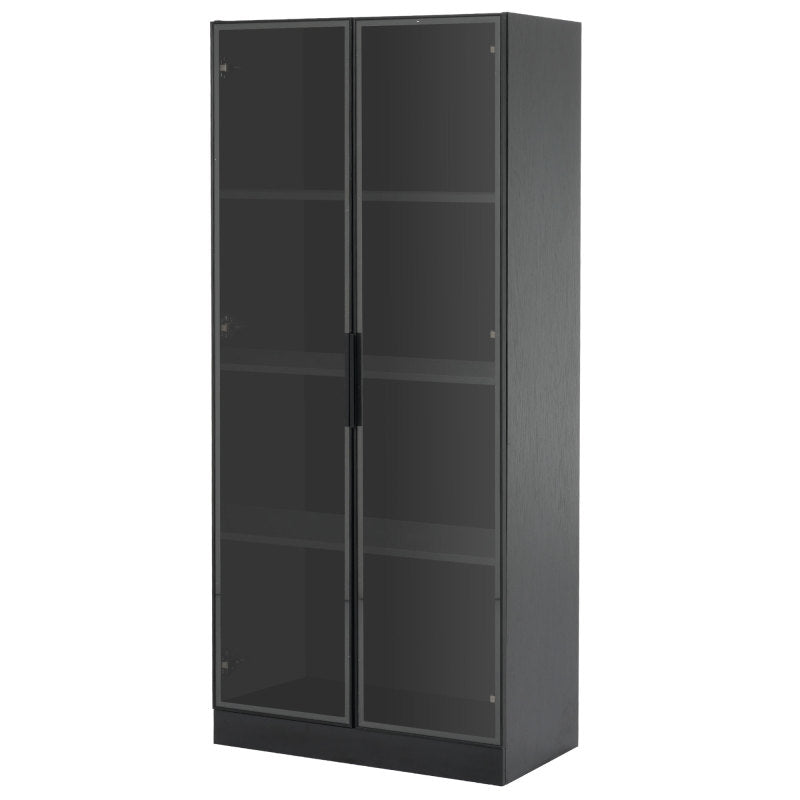 Staubdichte LED-Glasvitrine mit gehärteter Glastür, Vitrine, Bücherregal, Badezimmer 70×40×160 cm Schwarze
