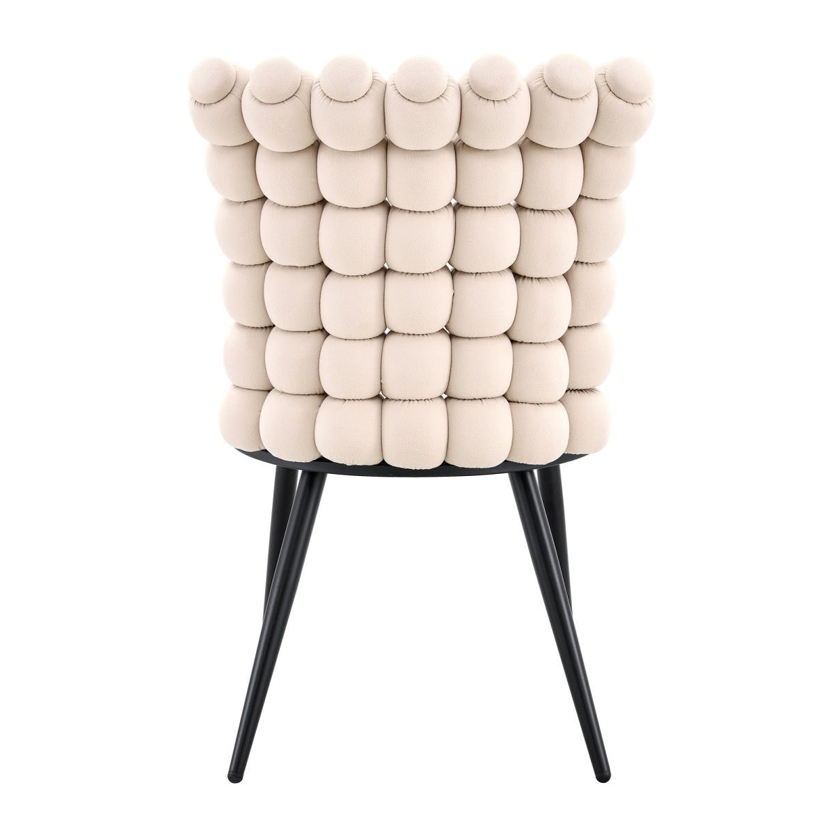 Esszimmerstuhl 2er Set Samt, Schwarz-Metallbeine, Modern Luxus, Cremeweiß