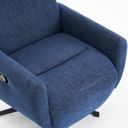 Bequemer Relaxsessel mit Liegefunktion – Chenille Fernsehsessel mit Fußstütze, drehbarer Stillsessel & Loungesessel für Wohnzimmer, modernes Sofa, Blau