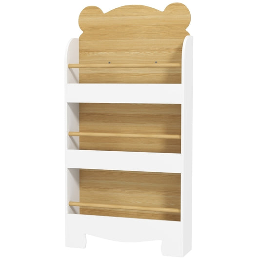 Bücherregal für Kinder Kinderregal mit 3 Ablagen Aufbewahrungsregal aus Holz Spielzeugregal für Spielzeug, Weiß