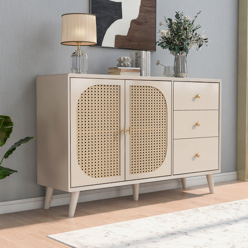 Esszimmer Wohnzimmer Sideboard Kommode Stehschrank Aufbewahrung Sideboard TV-Tisch mit Türen und Schubladen Sideboard mit großem Stauraum Offwhite Creme Breite 120 cm