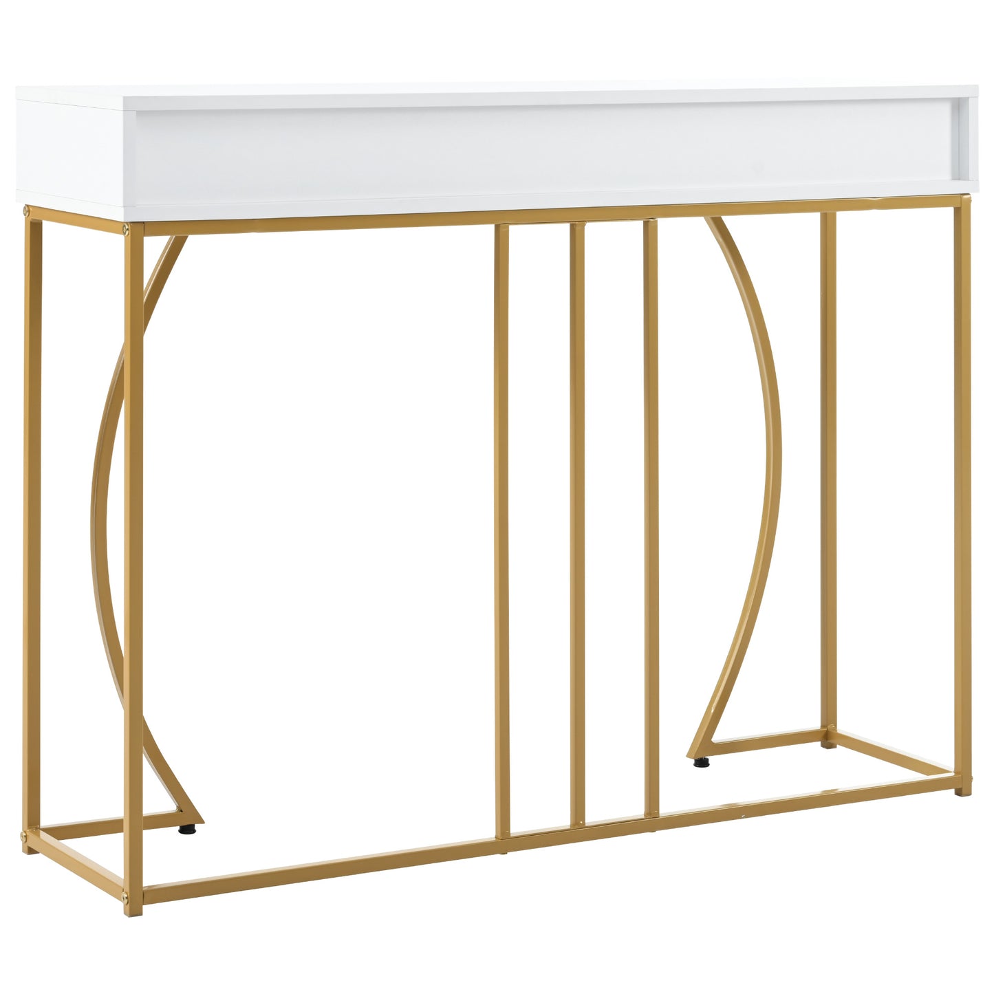 Konsolentisch,Flurtisch mit 2 Schublade ,Leichter Luxus-Stil Beistelltisch, Weiß/Gold