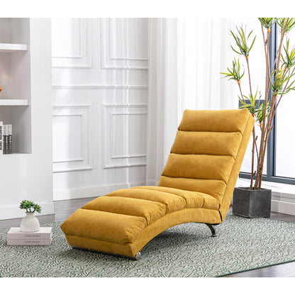 Entspannungsliege Polstersessel Liegesofa mit Vibrationsfunktion Ganzkörper Unterstützung Seitentaschen modernes Design Wohnzimmer Senfgelb