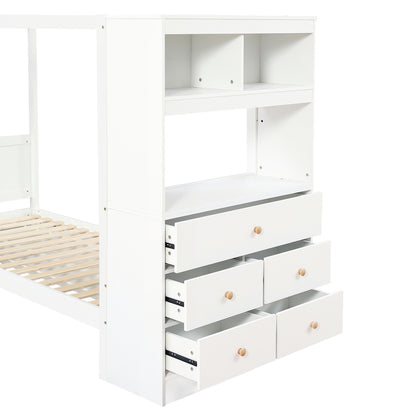 Einzelbett, Kinderbett mit Fallschutz und Gitter,  Holzbett mit Stauraum, Weiß+Natur,  90x200cm