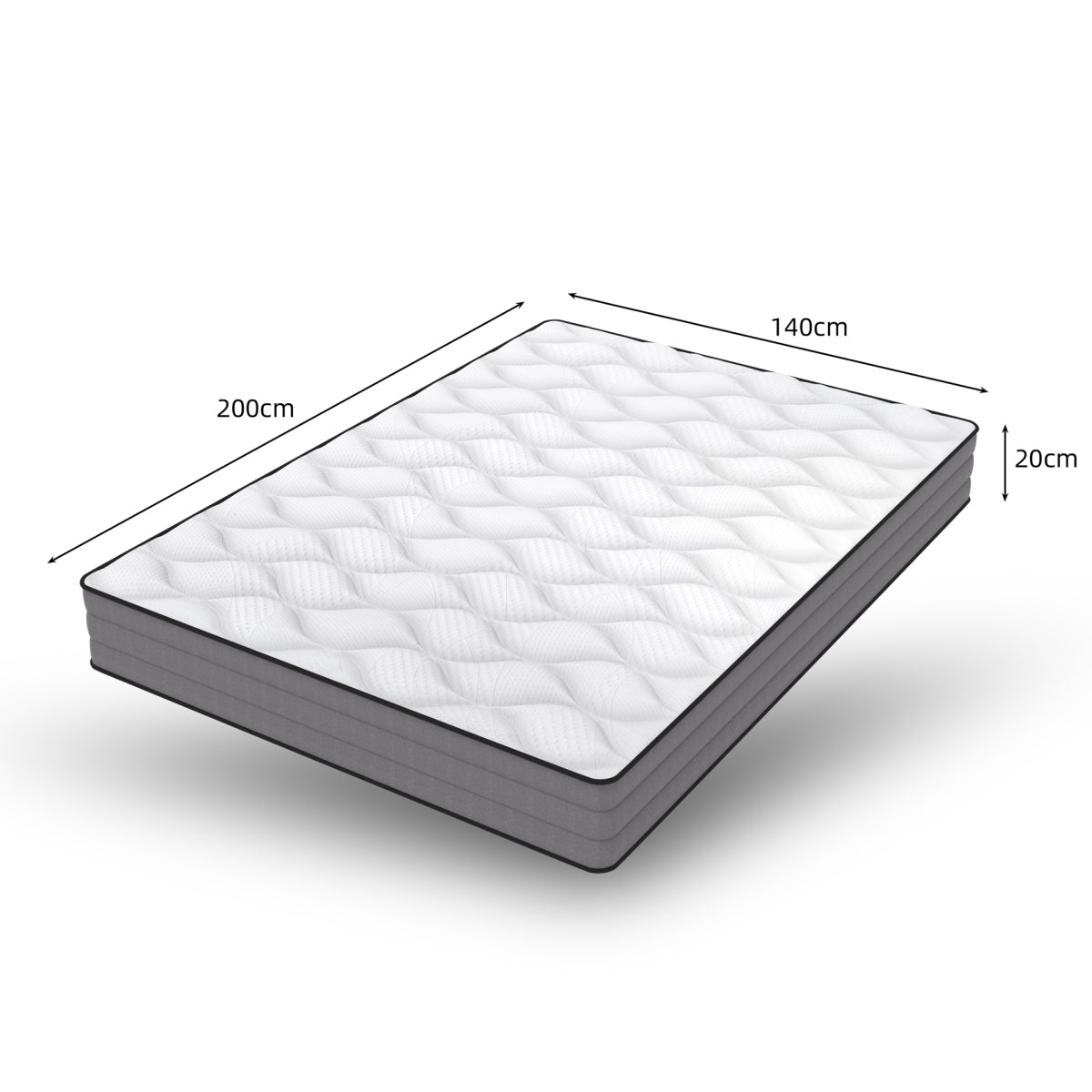 Taschenfederkern Matratze 140x200cm, H3, 7 Zonen, Lyocell Bezug, Boxspring Gefühl