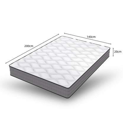 Taschenfederkern Matratze 140x200cm, H3, 7 Zonen, Lyocell Bezug, Boxspring Gefühl
