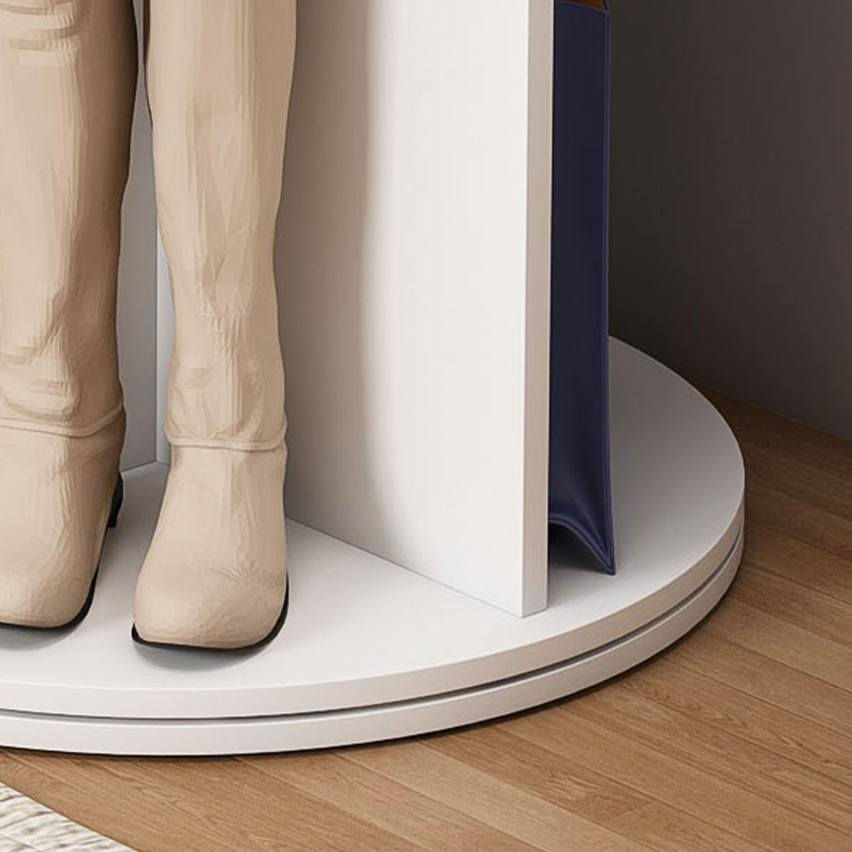 Drehbares Schuhregal 6 Etagen, 360°, Stiefelfach, 24 Paar, Weiß, 161 cm hoch