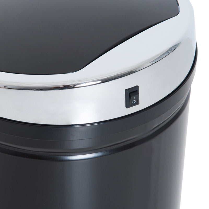 Sensor Mülleimer 42L, Elektrisch Automatischer Abfalleimer mit Deckel, Rostfrei, für Bad, Büro, Küche, Esszimmer, Stahl, Schwarz
