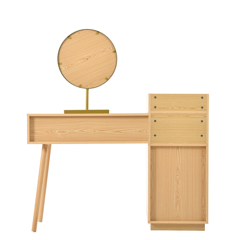 Schminktisch-Set, Kosmetiktisch mit LED-Spiegel und 3-Farbiger Beleuchtung, Schminktisch aus Holz für Schlafzimmerstudio - Maße: B120/H90/T40 cm(ohne Hocker) (Old sku: RN3198724AAA)