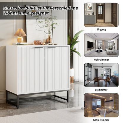 Moderne Sideboard Kommode mit 2 Türen in Vakuum-Formgebung, Standschrank Lagerung Schrank mit Metallgriffen und Rahmenbeinen, geeignet für Wohnzimmer, Flur und Esszimmer