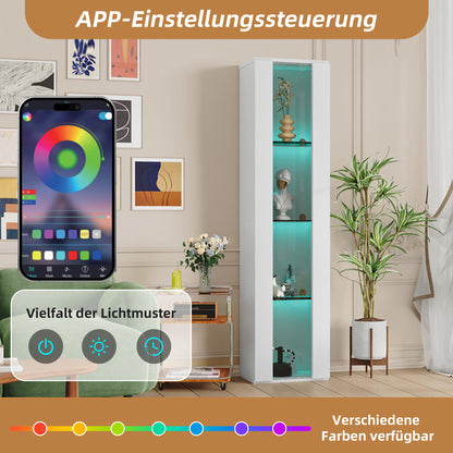 multifunktionale Vitrine, Glastrennwand, LED-Farbwechsel Licht, schlichtes Design, weiß