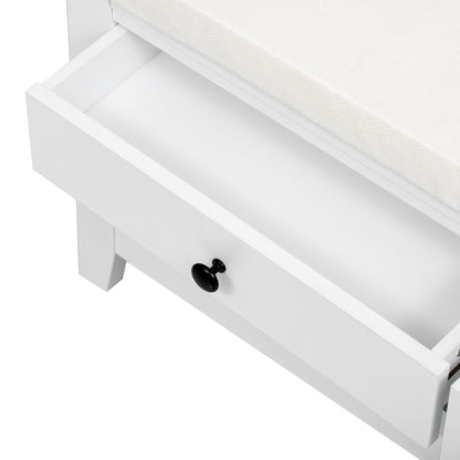 Moderne Schuhbank mit Sitzfläche und Stauraum, Soft Kissen-Oberfläche, Schuhregal für Eingangsbereich, Weiß
