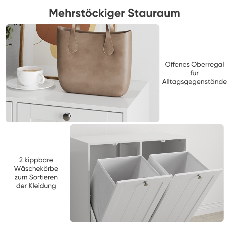 Badezimmer-Wäschekorb-Aufbewahrungsschrank, freistehender Home-Organizer, weiß