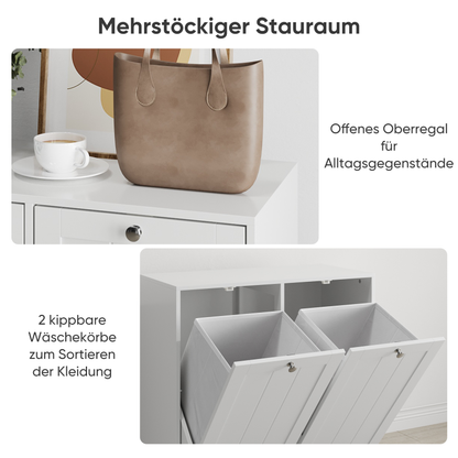 Badezimmer-Wäschekorb-Aufbewahrungsschrank, freistehender Home-Organizer, weiß