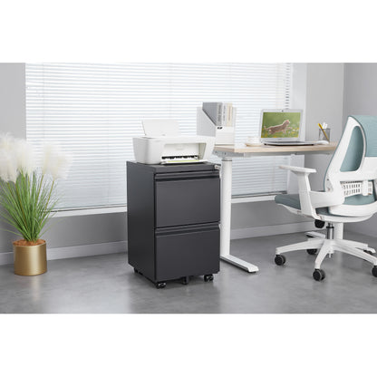 2 Drawer File Cabinet with Lock, Metal Under Desk Rolling Filing Cabinet fits Letter/Legal/A4 Size for Home Office, Mobile Filing Cabinet, Assemble Required, Black