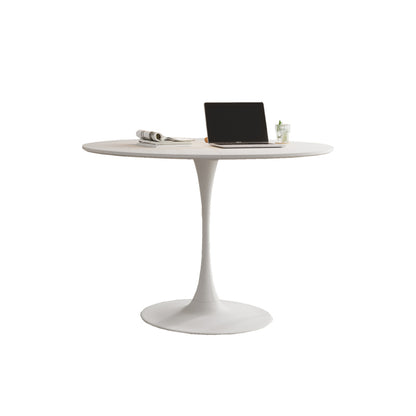 47.24"Modern Round Dining Table,Four Patchwork Tabletops with White Color Solid Wood Grain Table Top,Metal Base Dining Table, End Table Leisure Coffee Table