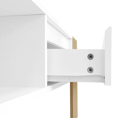 Moderner Couchtisch 105 x 60 x 40 cm - teilweise hochglanz, mit Schubladen und offenen Fächern