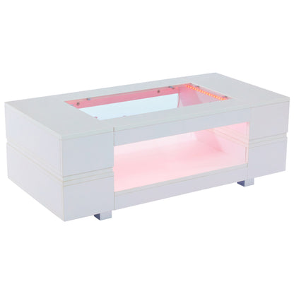 Weißer LED-Couchtisch mit Bluetooth-App-Steuerung, Kaffeetisch, Sofatisch, Wohnzimmertisch, geeignet für Party, Büro, Wohnzimmer