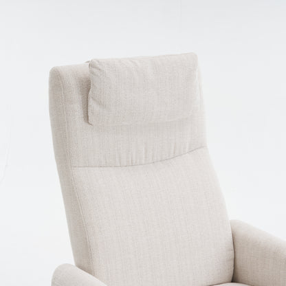 Bequemer Relaxsessel mit Liegefunktion – Chenille Fernsehsessel mit Fußstütze, drehbarer Stillsessel & Loungesessel für Wohnzimmer, modernes Sofa, Beige