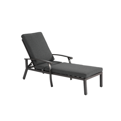 Lounge Patio Chair with Cotton Cushion, Adjustable Reclining Rust-Resistant Aluminum  Poolside Chaise Lounge Furniture, Waterproof Grey Cushion (1pc)