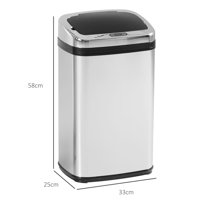 Automatik Sensor Mülleimer 30L mit IR Sensor, viereckig, Edelstahl, optionaler Inneneimer für hygienisches Abfallmanagement