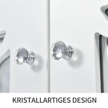 Weiß verspiegelte Anrichte mit kühlen Kristallgriffen, Vier Türen, mit beweglichem Laminat.für Wohn- und Esszimmer, 160 x 40 x 84cm