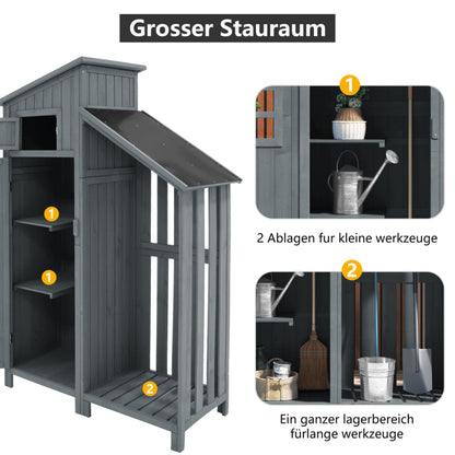 Gerätehaus Gartenschrank Geräteschuppen Geräteschrank, BxT: 124x46 cm,BxTxH:124x46x174cm, auch für kleine Gärten geeignet,Grau, (Holzhütte, 1 St., Gartenhaus)